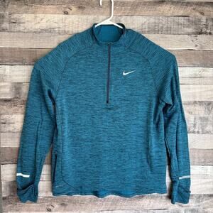 Nike Mens 1/4 Zip Pullover Large Blue Running Classic Performance Dri Fit